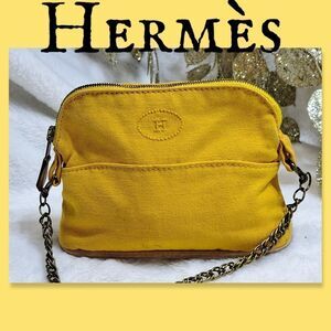 Hermès Bolide Mini Canvas Pouchette with Unbranded Chain Authentic